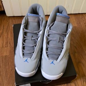 Air Jordan 14 Retro (GS), Wolf Grey/Blue and White
